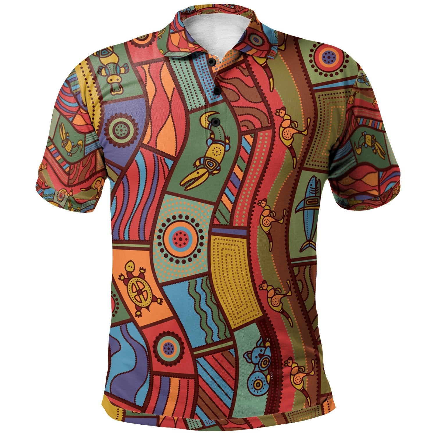 Aboriginal Polo – Aboriginal Art With Animals Polo Shirt