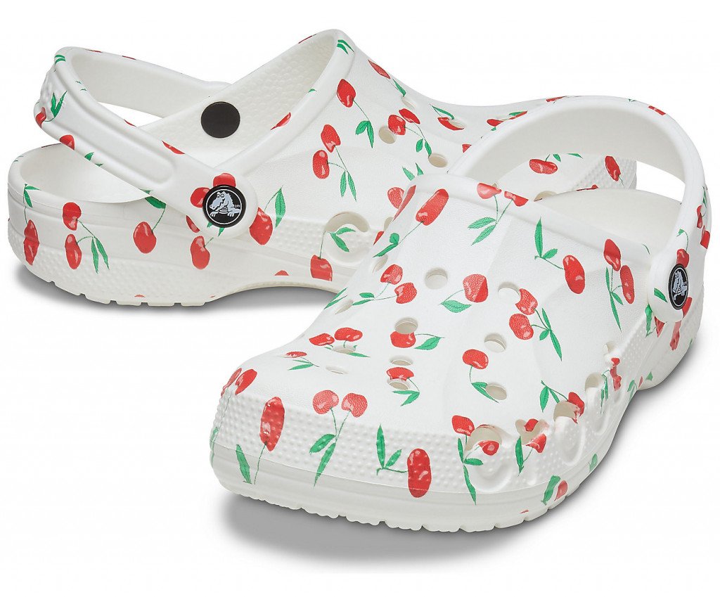 Crocs Classic Cherry Season, White Sole, Unisex Clog Shoes