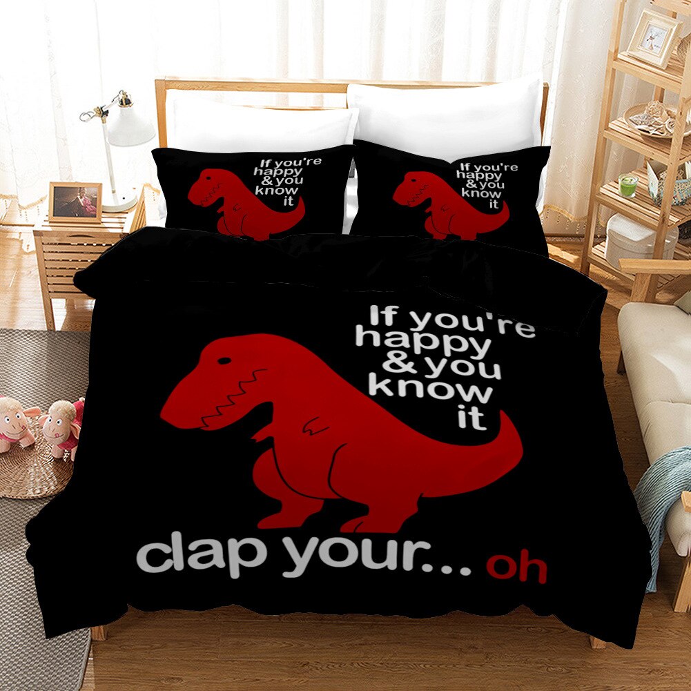 3D Dinosaur Quilt Cover Soft Tyrannosaurus Rex Bedding Set Duvet Cover With Pillowcases Queen