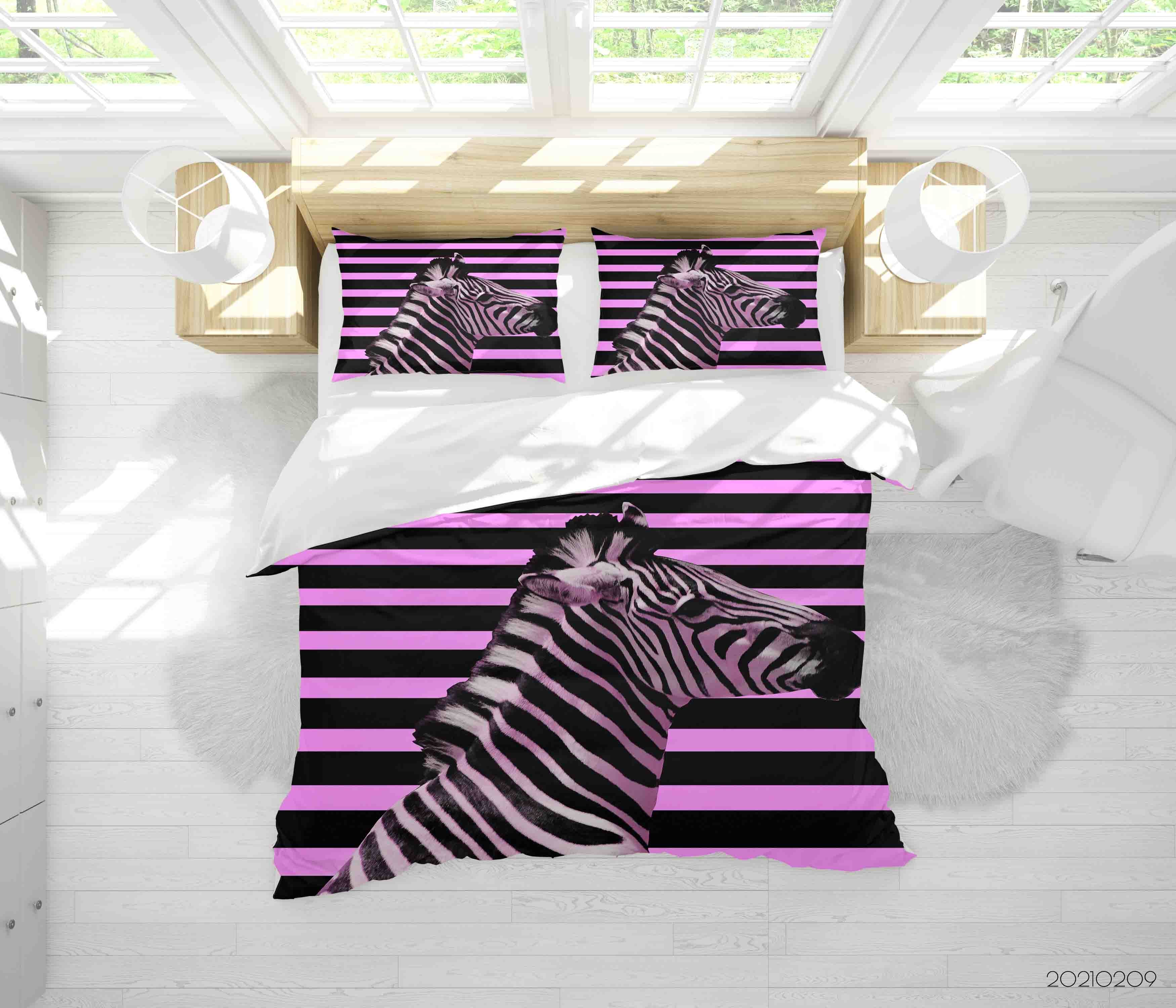 3D Hand Drawn Animal Zebra Stripes Quilt Cover Set Bedding Set Duvet Cover Pillowcases 345