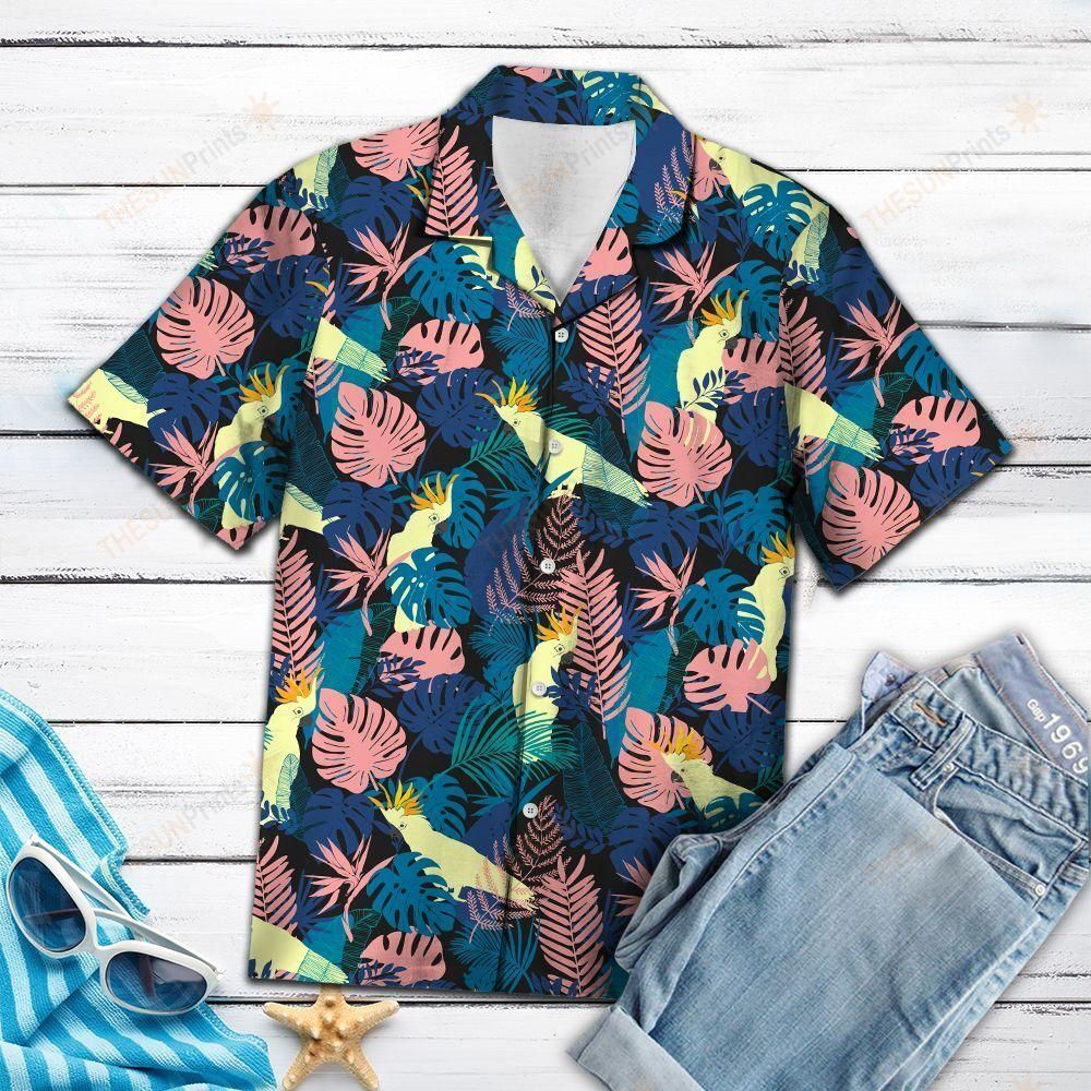 Cockatoo Parrot Palm Leaves Hawaiian Shirt Ha34640