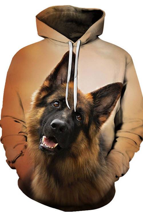 [CITYBARKS] [Hoodie] Animals Dogs German Shepherd Dog Shake Head