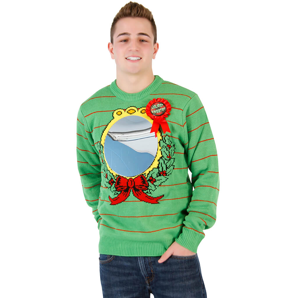 Ugliest Sweater Award Humorous Ugly Christmas Sweater (With Mirror)