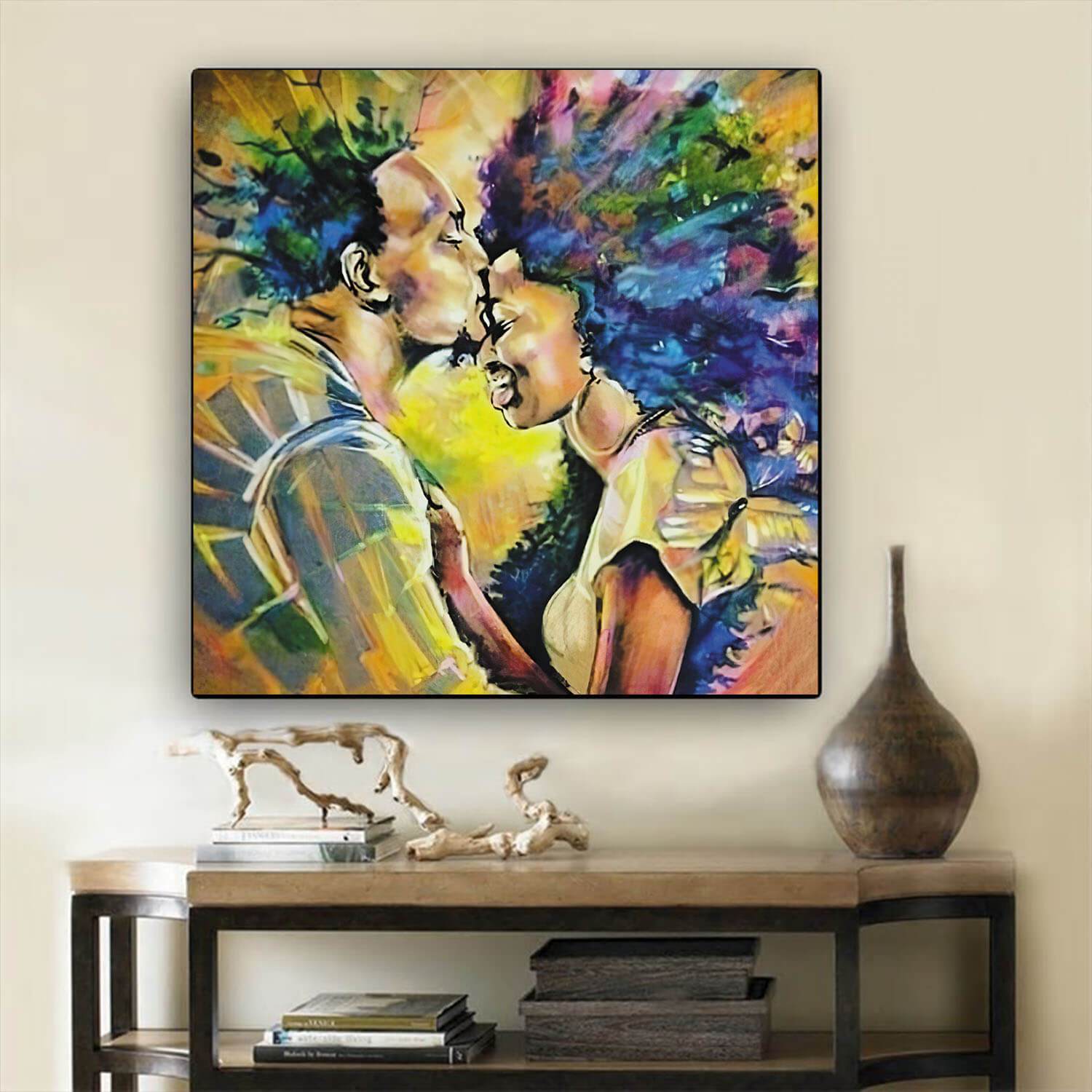 African American Canvas Art Cute Black Afro Girls Abstract African Wall Art Afrocentric Home Decor BPS50257