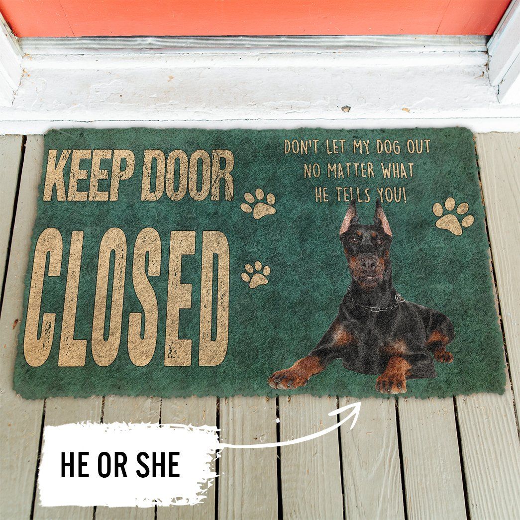 3D Keep Door Closed Doberman Pinschers Dog Custom Gender Doormat