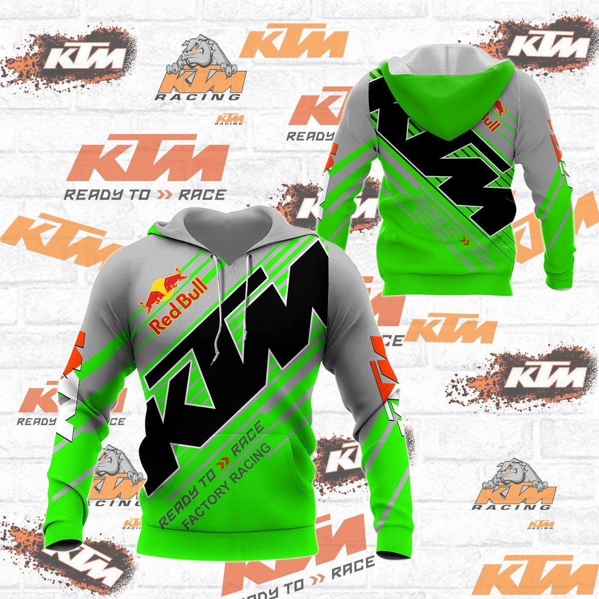 3D All Over Printed KTM Racing  Shirts Ver4 (Green)