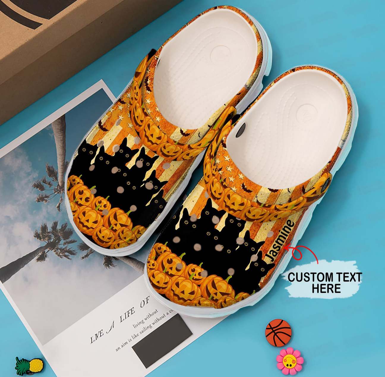 Cat Personalized Clog, Custom Name, Text, Color, Number Fashion Style For Women, Men, Kid, Print 3D Halloween Cats