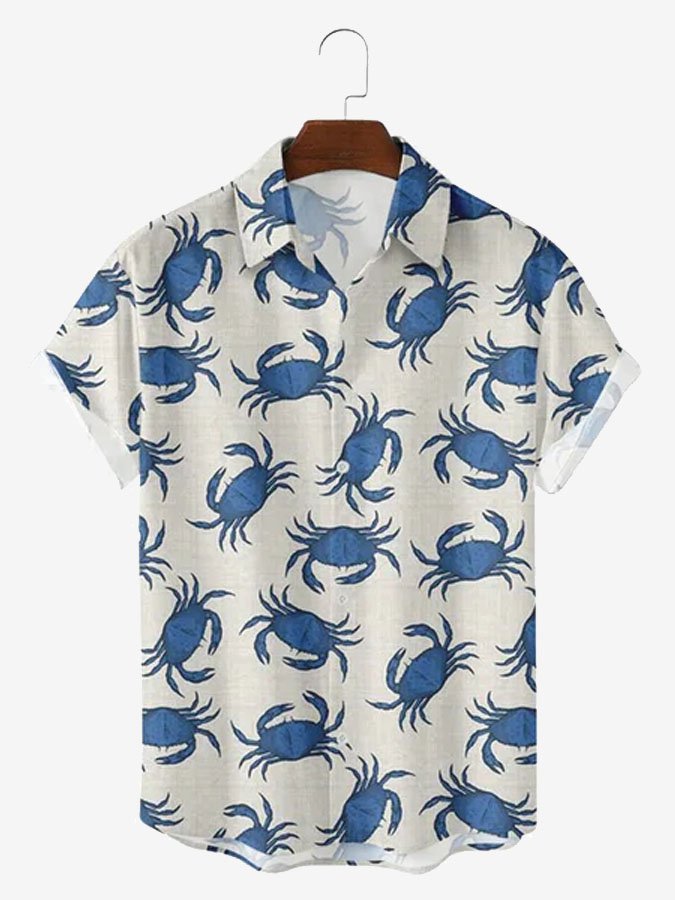 Casual Ocean Creaturescrab Printed Beach Hawaii Shirt Ha19557