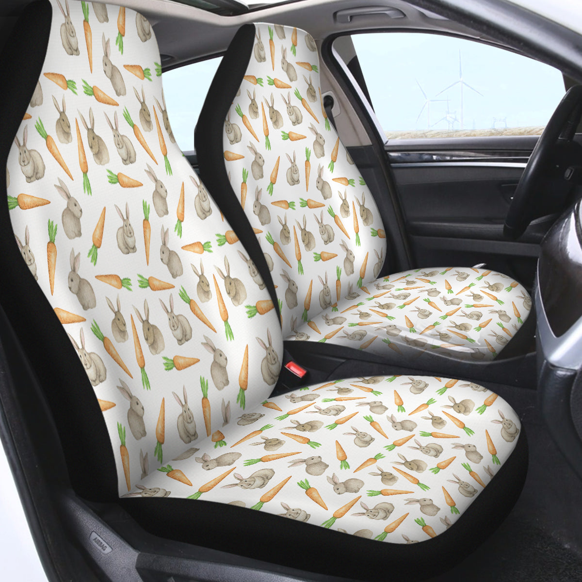 Rabbits & Carrots Monogram Swqt3680 Car Seat Covers