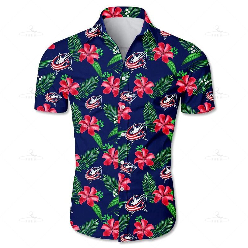 Columbus Blue Jackets Hawaii Shirt Tropical Flower Summer Ha4851