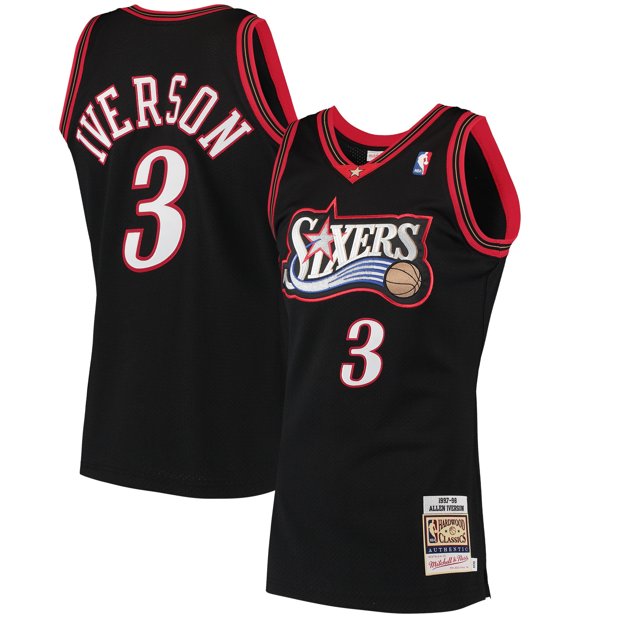 Allen Iverson Philadelphia 76ers Mitchell & Ness 1997 Hardwood Classics Authentic Jersey – Black NBA