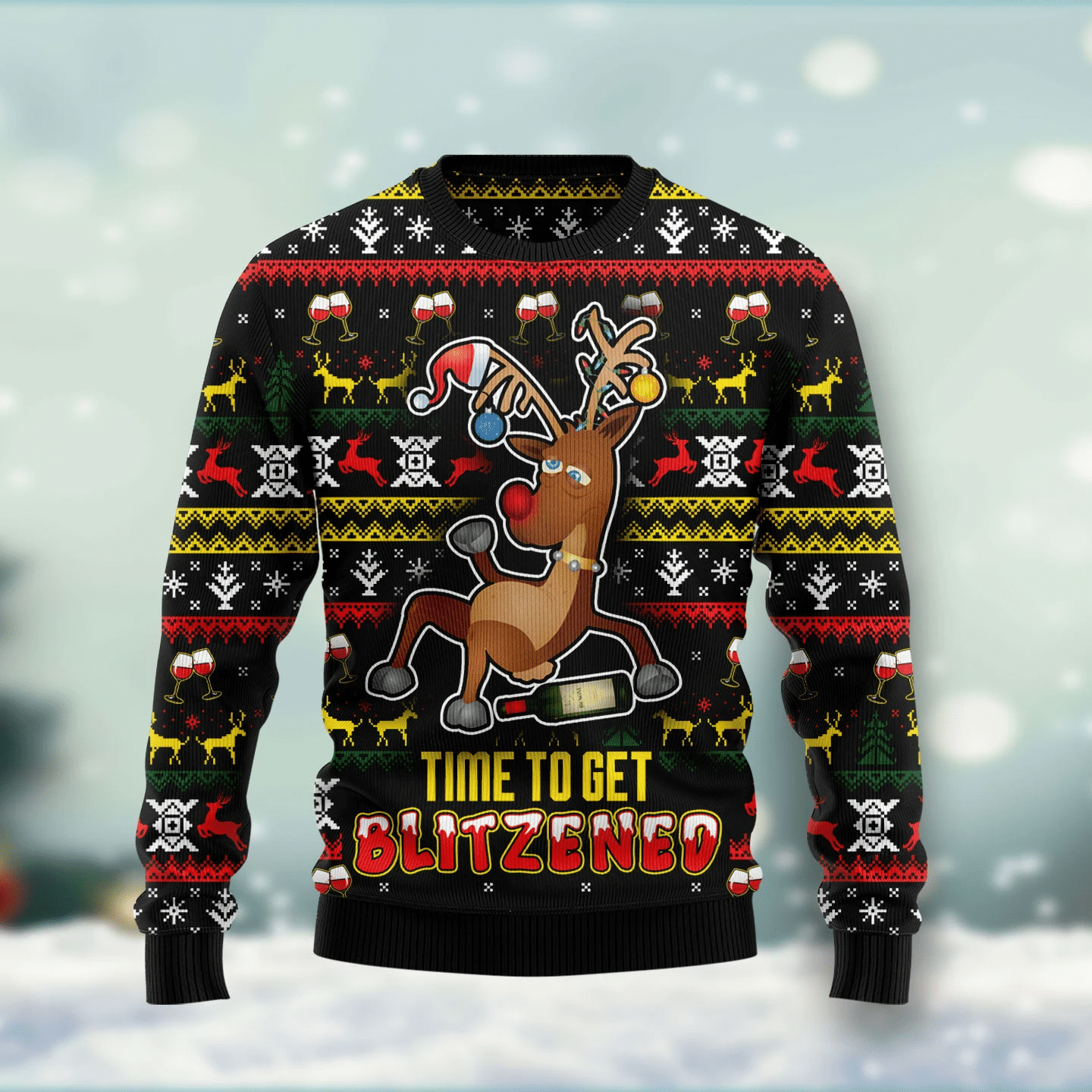 Time To Get Blitzened Christmas Ugly Sweater