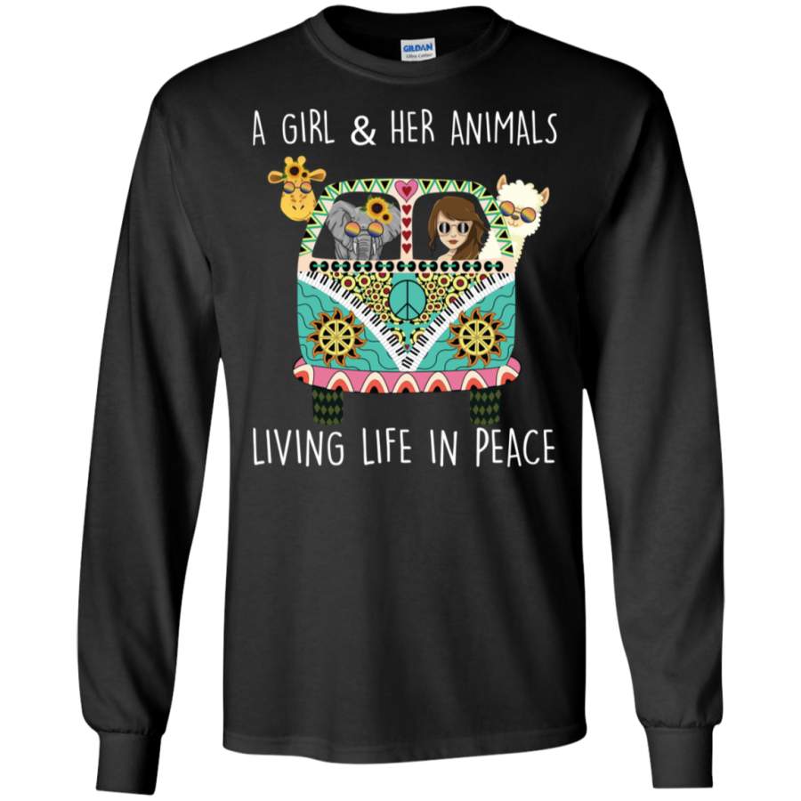 AGR A Girl and Her Animals Living in Peace Long T-shirt