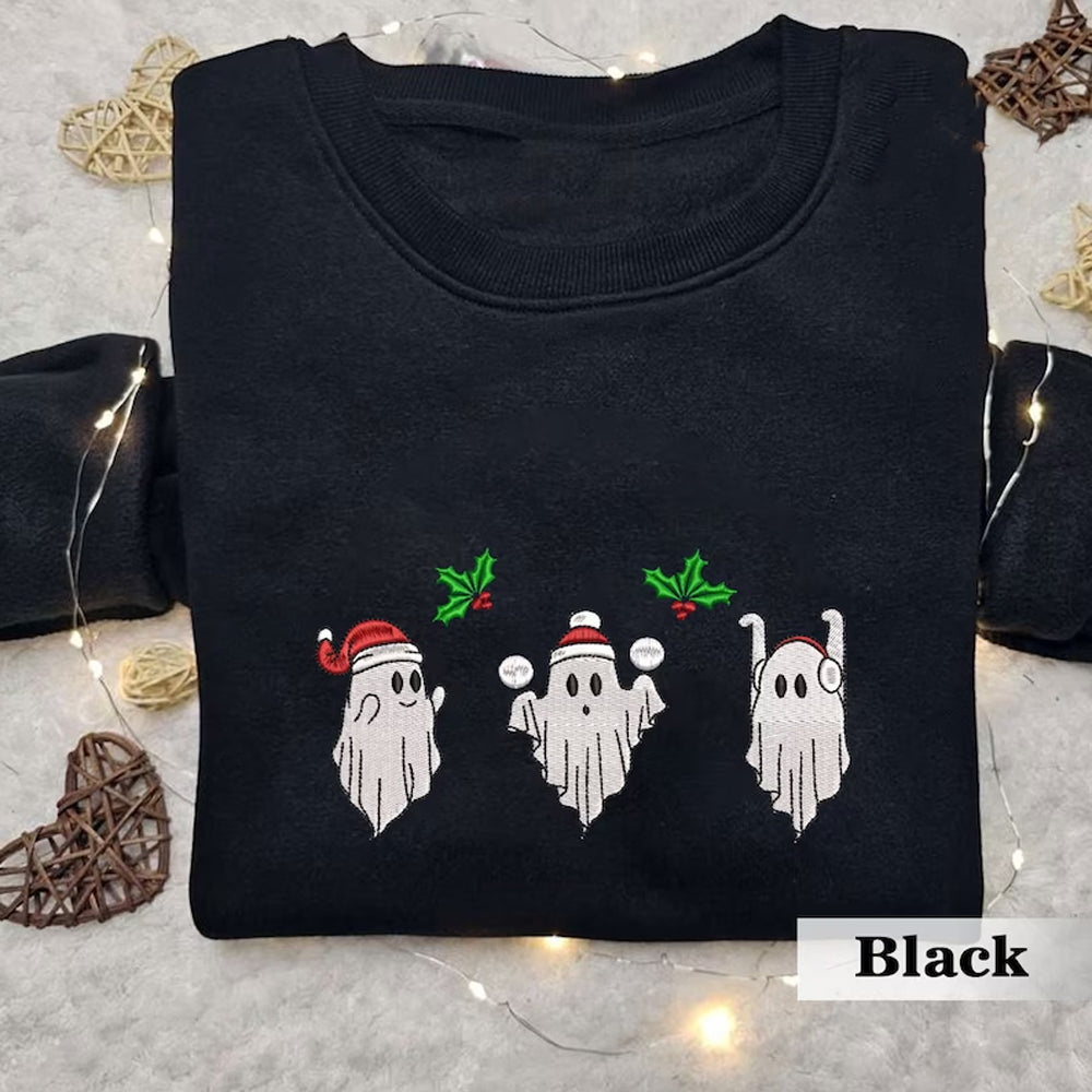 Spooky Season Christmas Embroidered Sweatshirt 2D Crewneck Sweatshirt All Over Print Sweatshirt For Women Sweatshirt For Men Sws4481