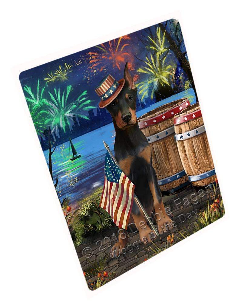 4Th Of July Independence Day Fireworks Doberman Pinscher Dog At The Lake Blanket Blnkt76431