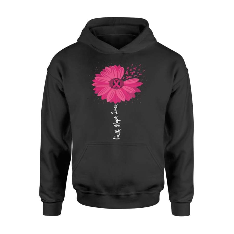 Faith Hope Love Pink Ribbon Daisy Flower Breast Cancer Shirt For Men Women – Standard Hoodie