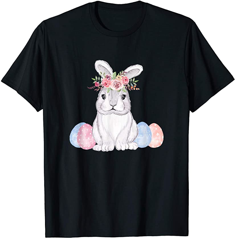 Cute Easter Bunny Face Floral T-Shirt