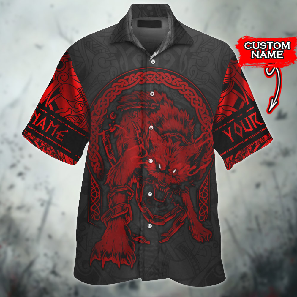 Viking Dad Fenrir Art With Tattoo Nordic Pattern Ragnarok Design Customized All Over Print Hawaiian Ha12092