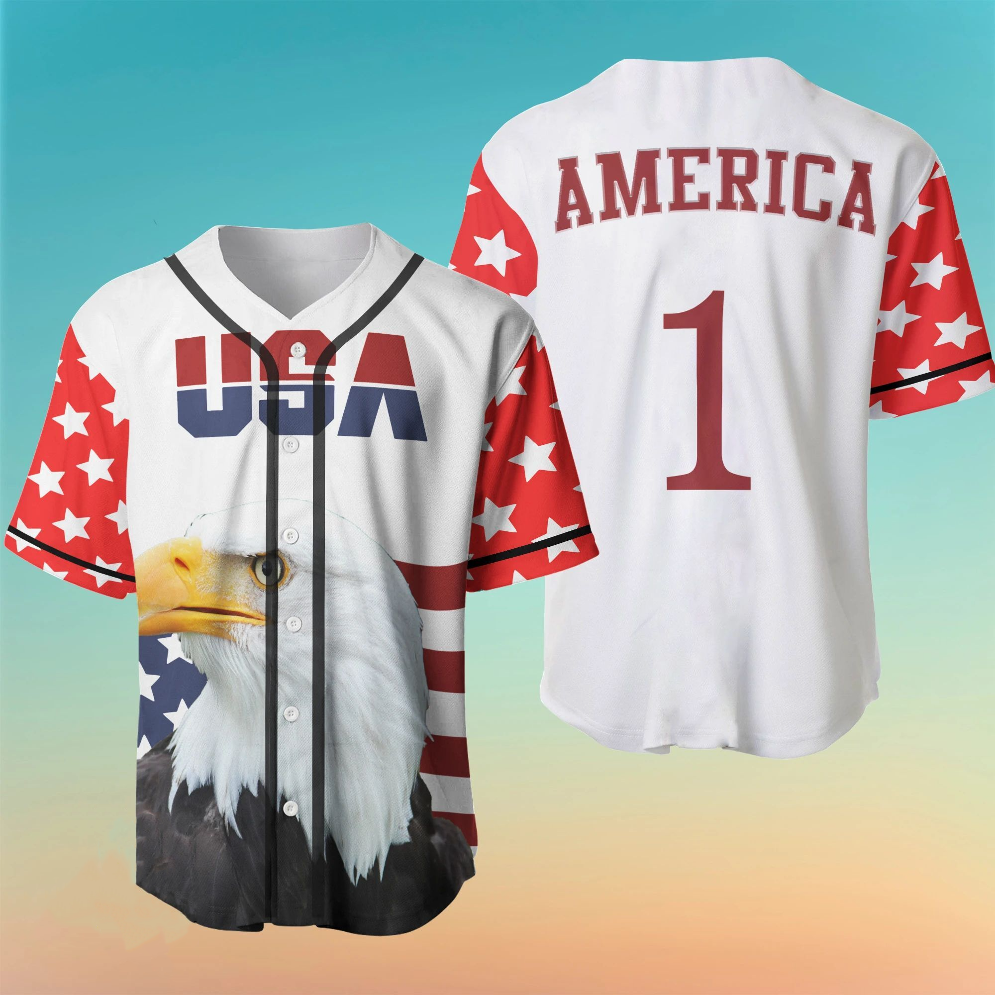 Personalized 4Th Of July Usa Eagle 1 Baseball Jersey, Baseball Jersey Shirt For Men