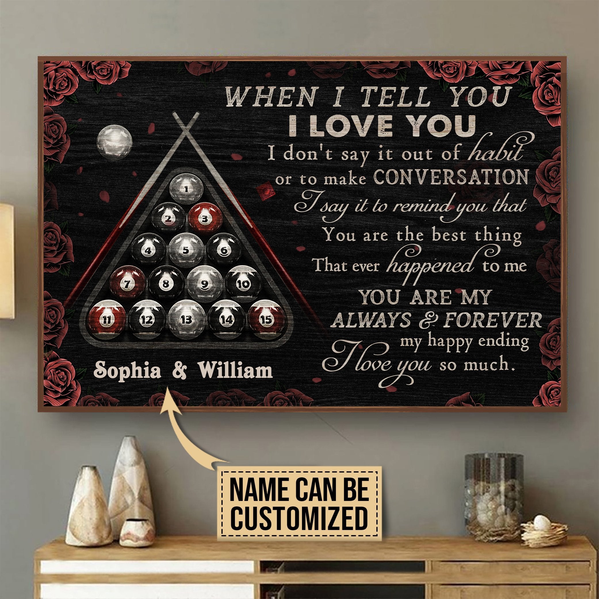 Aeticon Gifts Personalized Billiard Rose When I Tell You Canvas Mom Dad Gift Home Decor