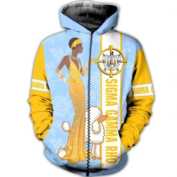 Black Woman And Poodle Sigma Gamma Rho Zipper Hoodie