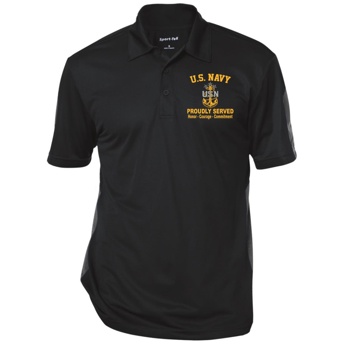 US Navy E-9 Master Chief Petty Officer Of The Navy E9 MCPON Senior Enlisted Advisor Cap Device Embroidered Sport-Tek Performance Polo Shirt