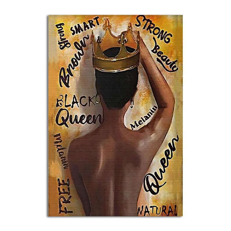 Black Queen Vintage Vertical Poster, Afro Queen Portrait, African American Woman Poster