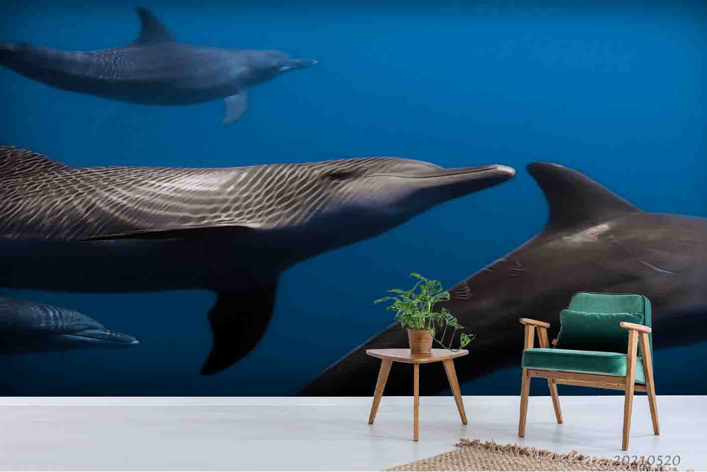 3D Sea Animal Whale Wall Mural Wallpaper Lqh 226