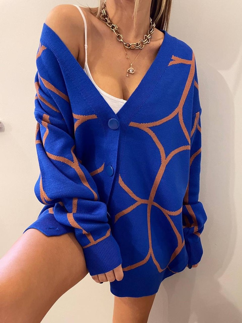 Casual Long Sleeve Single Breasted Striped Autumn Women Sweater Oversized Knitted V-neck Female Cardigans 2022 Fashion Tops alx