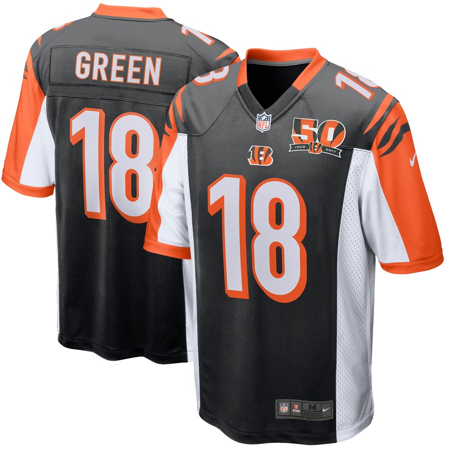 A.j. Green Cincinnati Bengals Nike 50th Anniversary Patch Game Jersey – Black