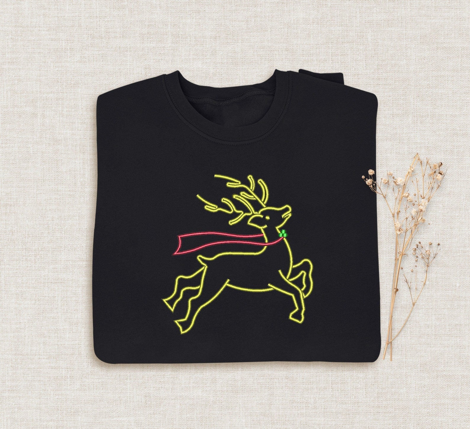 Reindeer Embroidered Halloween Sweatshirt 2D Crewneck Sweatshirt All Over Print Sweatshirt For Women Sweatshirt For Men Sws3002