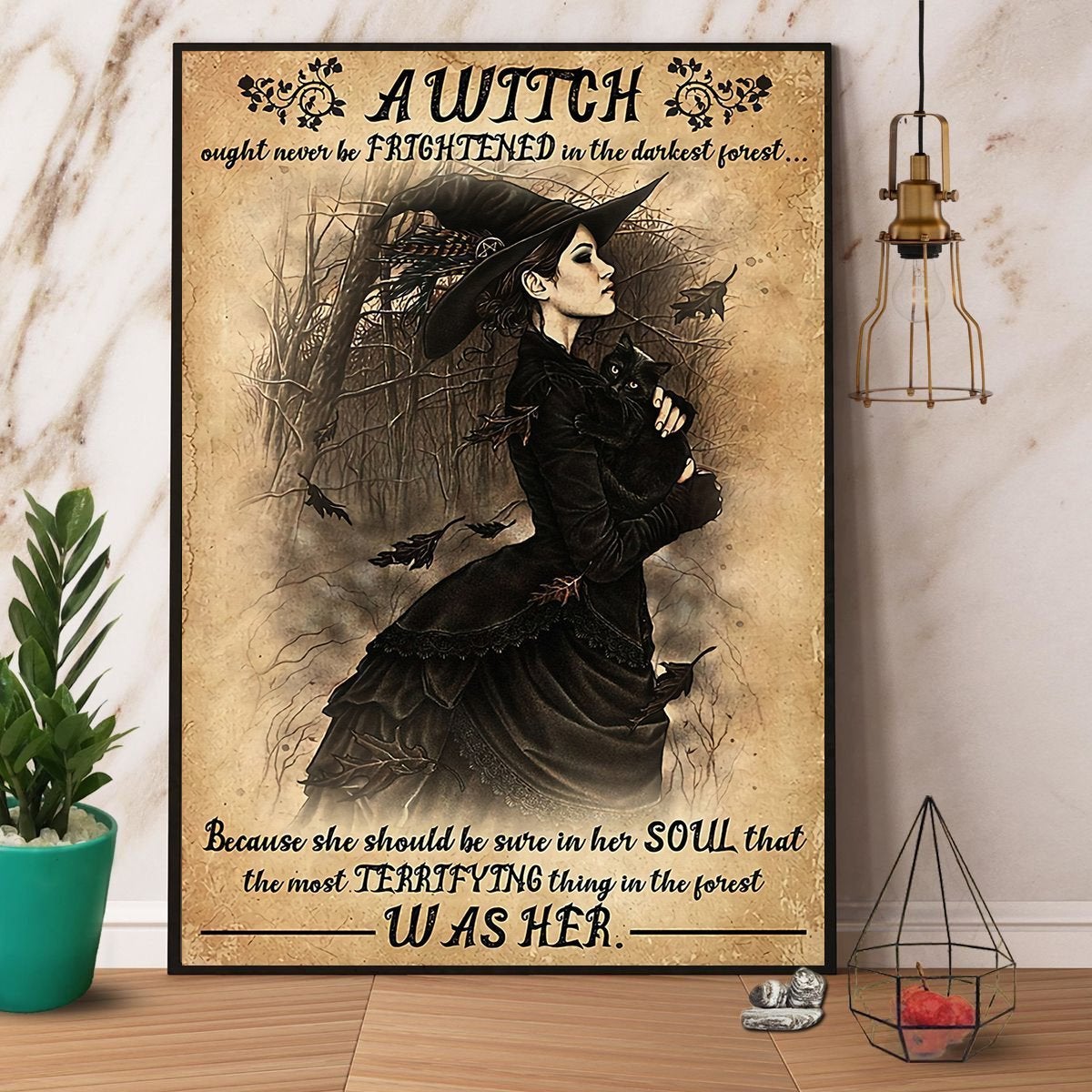 A Witch Ought Never Be Frightened Halloween Gift Paper Poster No Frame Matte Canvas, Wall Decor Visual Art Wall Decor