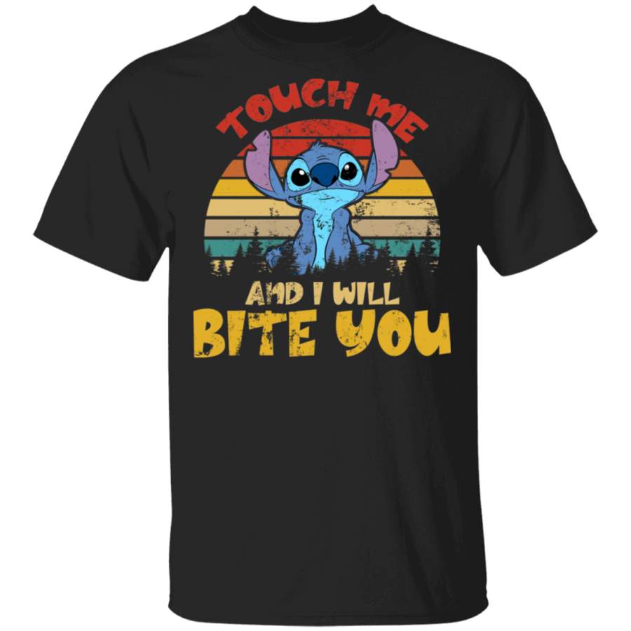 Vintage Retro Touch Me I Will Bite You Stitch Lover Funny Lilo And Stitch Kids Boys Girls Gifts T-Shirt