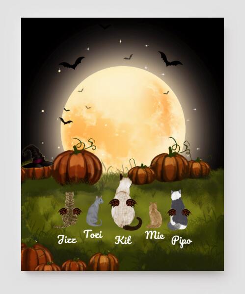 Personalized Canvas, Halloween Canvas And Poster Halloween Gift Custom Cat Pg1248