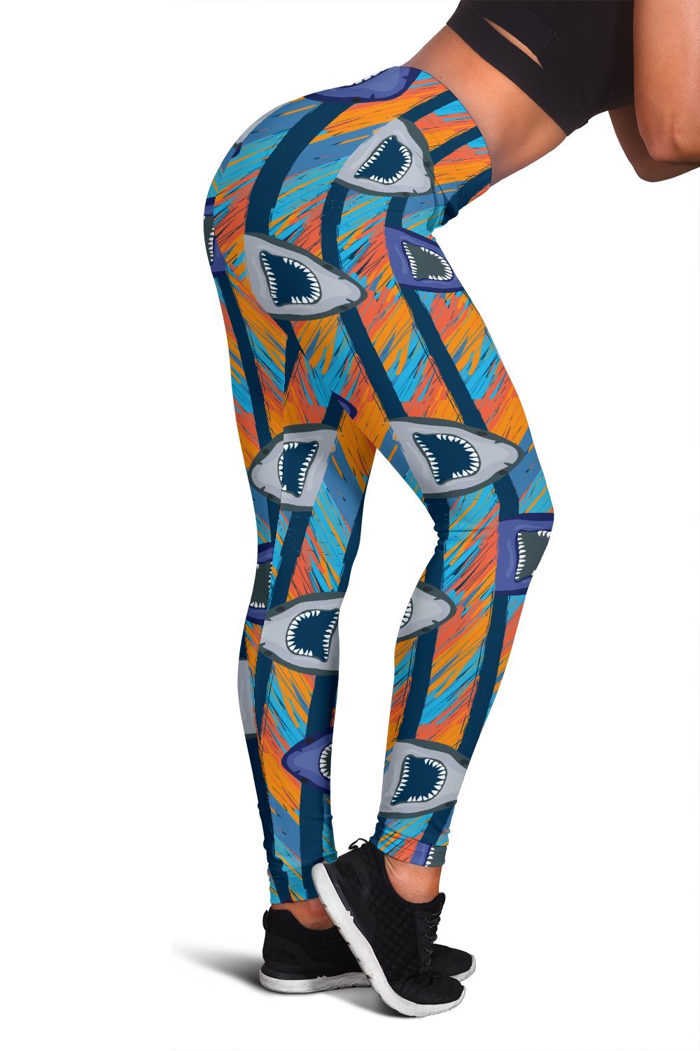 Blue Shark Pattern Women Leggings