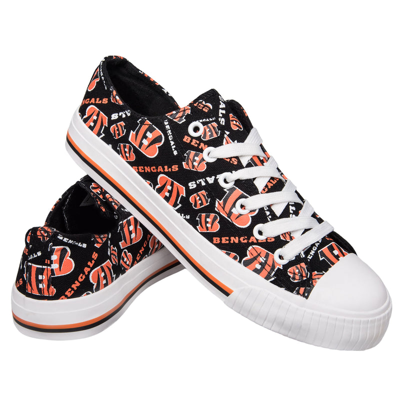 Cincinnati Bengals NFL Womens Low Top Repeat Print Canvas Shoes