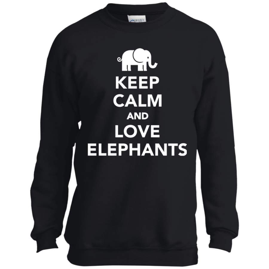 Keep Calm and Love Elephants YOUTH Tshirt/LS/Sweatshirt/Hoodie