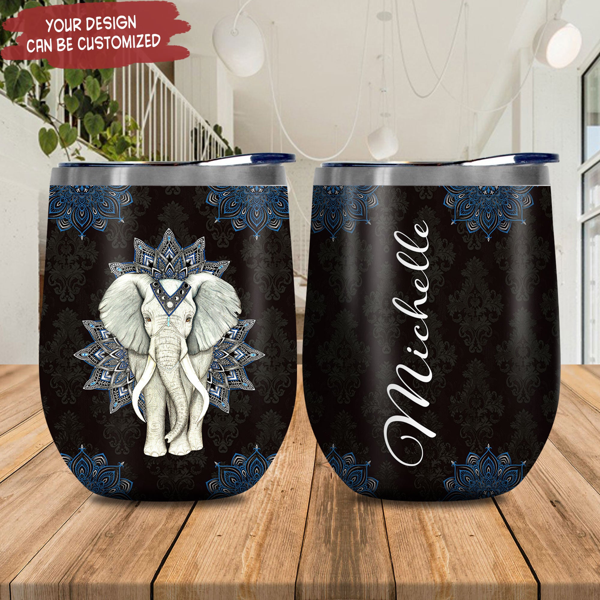 Personalized Mandala Elephant Ttz2311012 Stainless Steel Wine Tumbler – Personalized Wine Tumbler