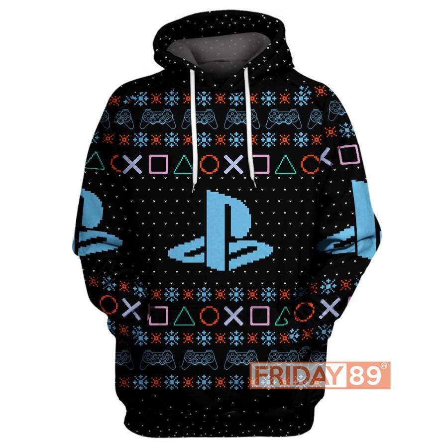 PS 4 Games Logo Christmas Pattern Hoodie Sweater