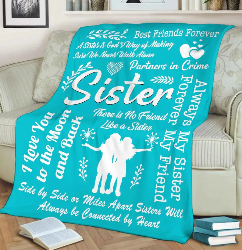 To My Sister Blanket, Always My Sister Forever My Friend. Gift For Sister Family Home Decor Bedding Couch Sofa Soft And Comfy Cozy