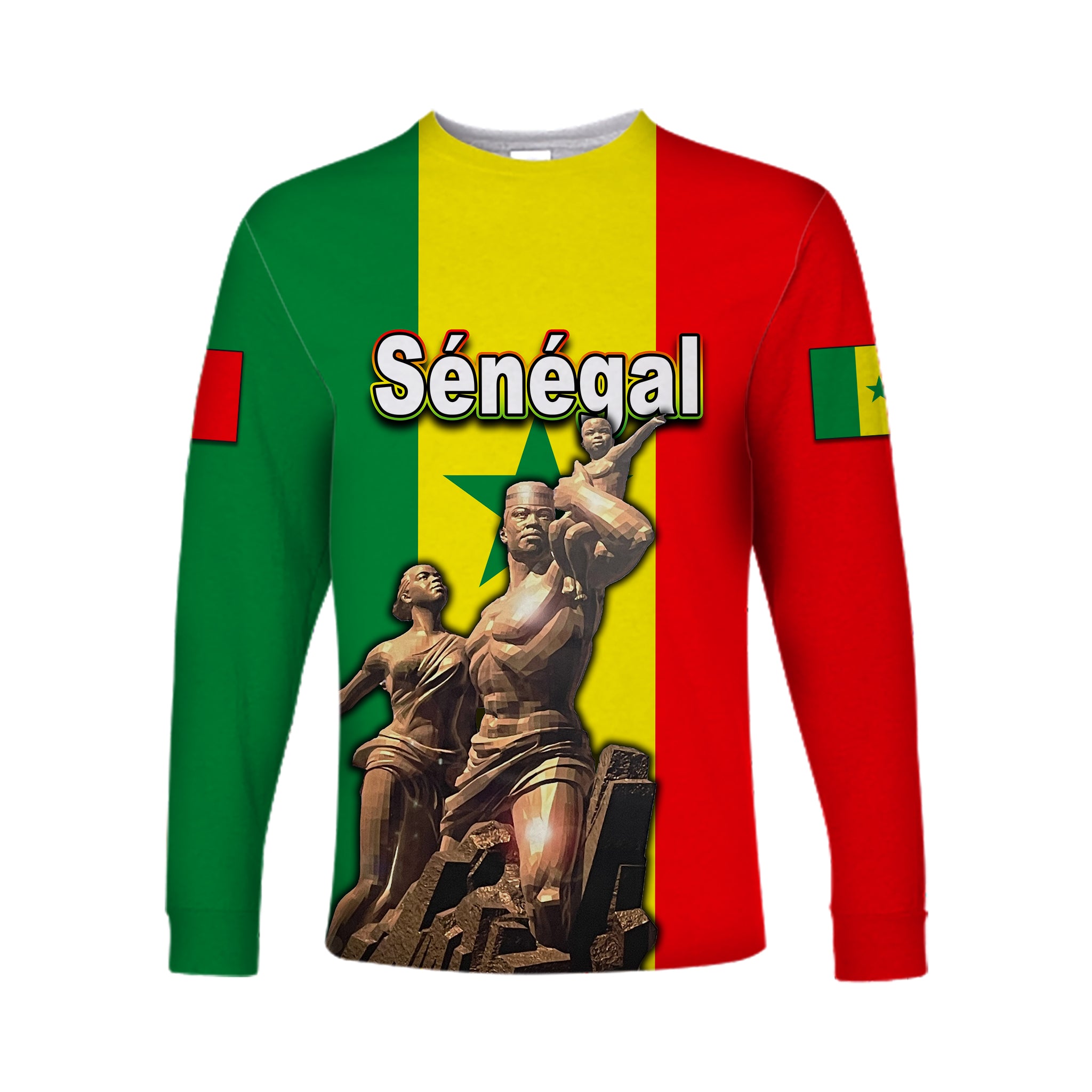 Senegal Independence Day Long Sleeve Shirts African Renaissance Monument Lt6