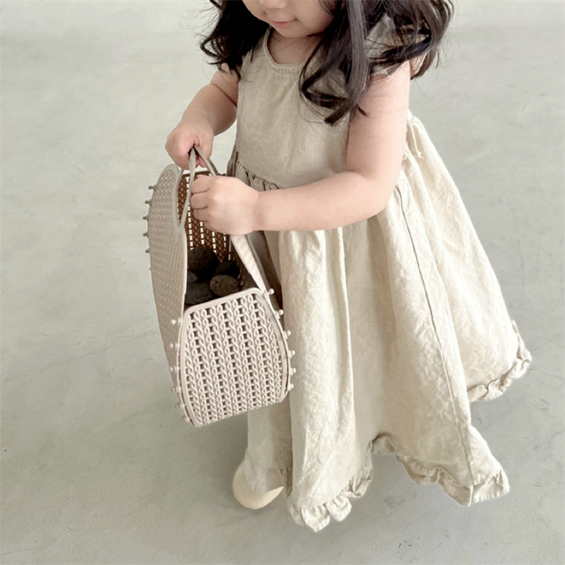 3031C Girl Dress Korean 2022 New Summer Autumn Fashionable V-neck Girl’s Dress Philippine Sleeveless Princess Dress alx