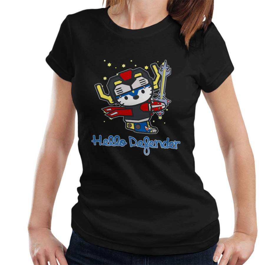 Voltron Hello Kitty Black Lion Defender Women’s T-Shirt