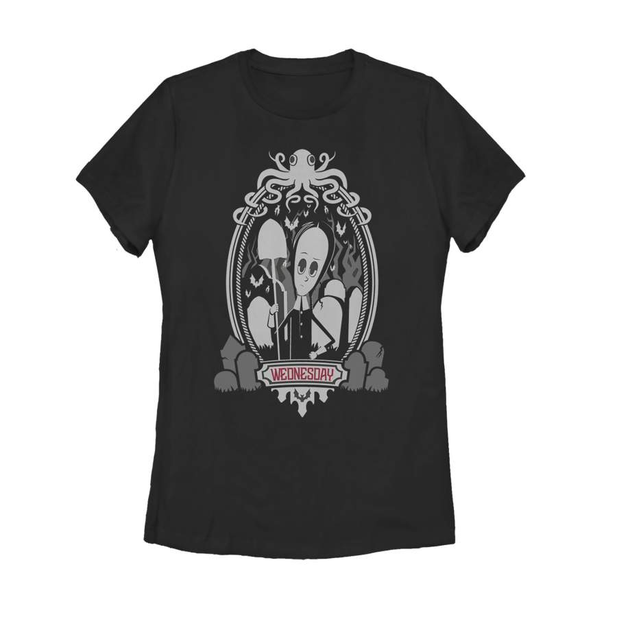 Addams Family Women’s Wednesday Octopus Portrait  T Shirt