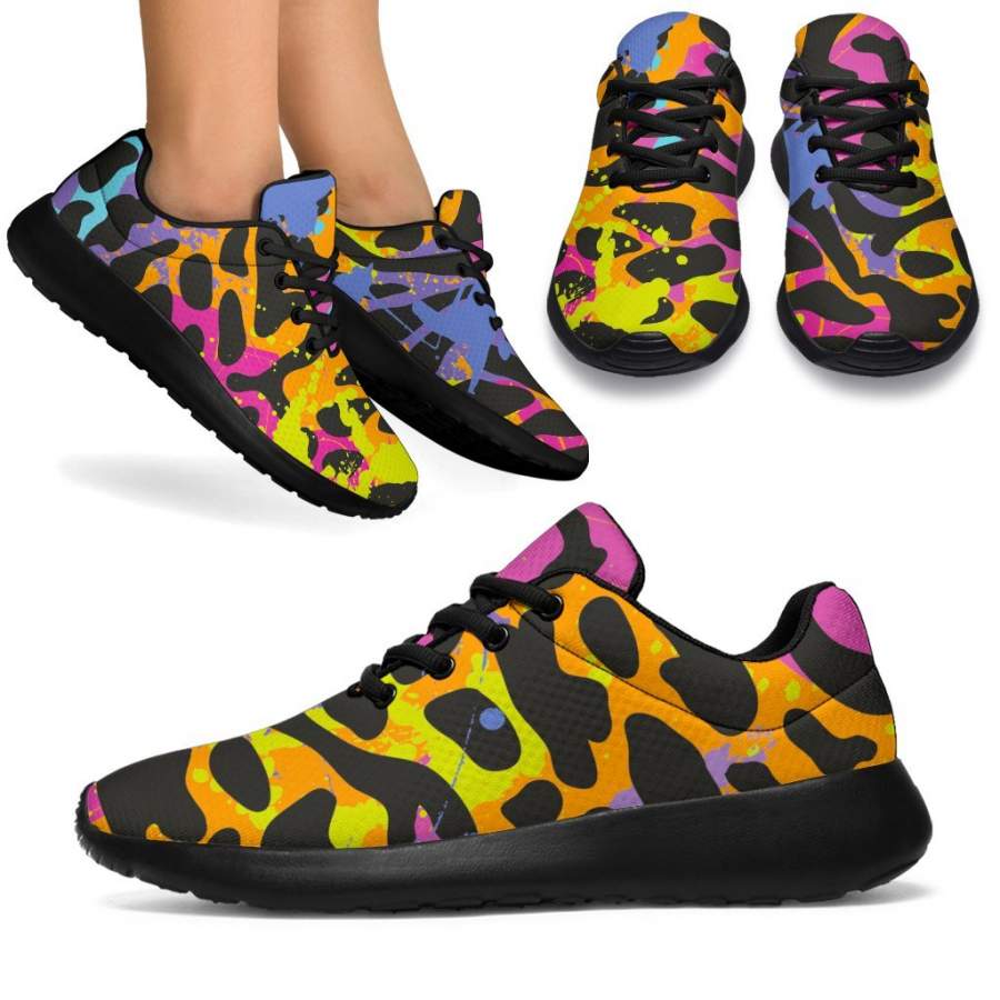 Colorful Zebra Leopard Pattern Print Sport Sneakers