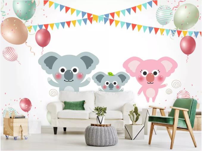 3D Cartoon Elephant Balloon Wall Mural Wallpaper 152