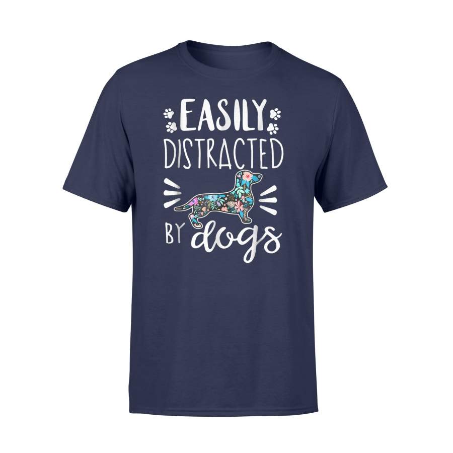 Easily Distracted By Dachshund Dog Vintage Puppy Pet T Shirt