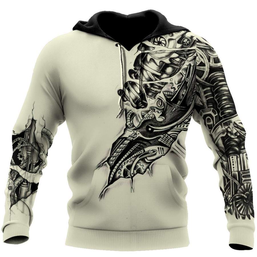 All Over Printed Mechanic Tattoo Hoodie For Men and Women NTNST1012202