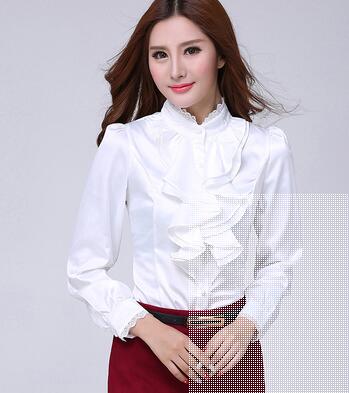 Women White Blouses Ruffles Solid 2020 Spring Long Sleeve Shirt Female Chiffon Women’s Loose Clothing Elegant Plus Size Tops 3XL alx