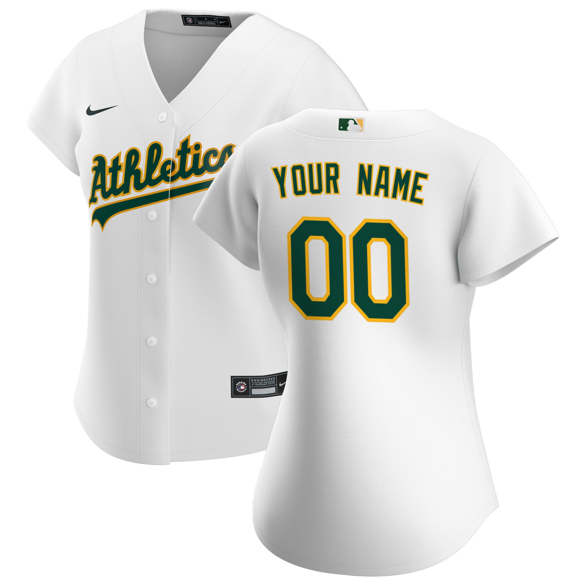 Oakland Athletics Women's Home Replica Custom Jersey – White